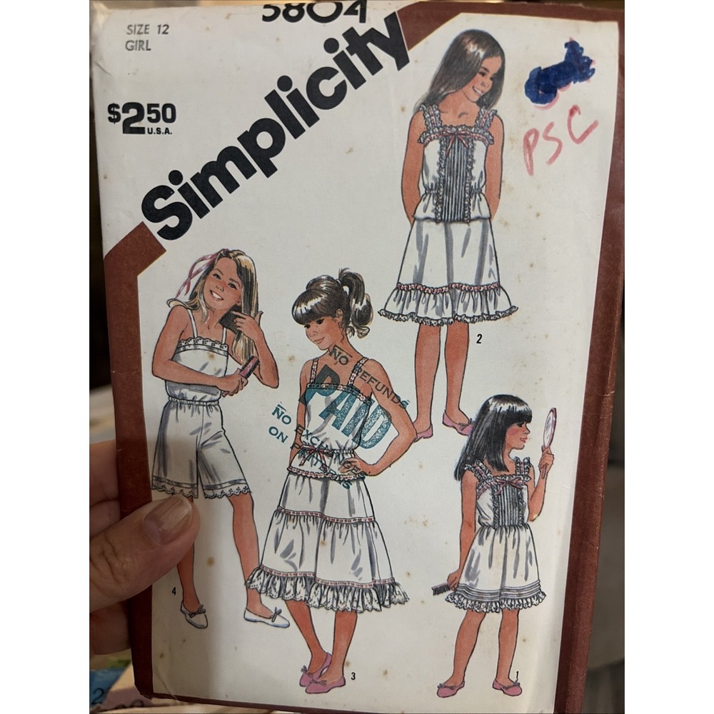 Vtg Simplicity 5804 Sewing Pattern Girls Camisole Slip Half Slip Culotte 12 UC